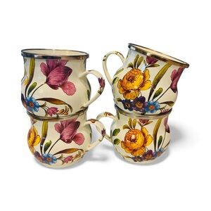 MacKenzie-Childs White Flower Market Mugs Set of 4